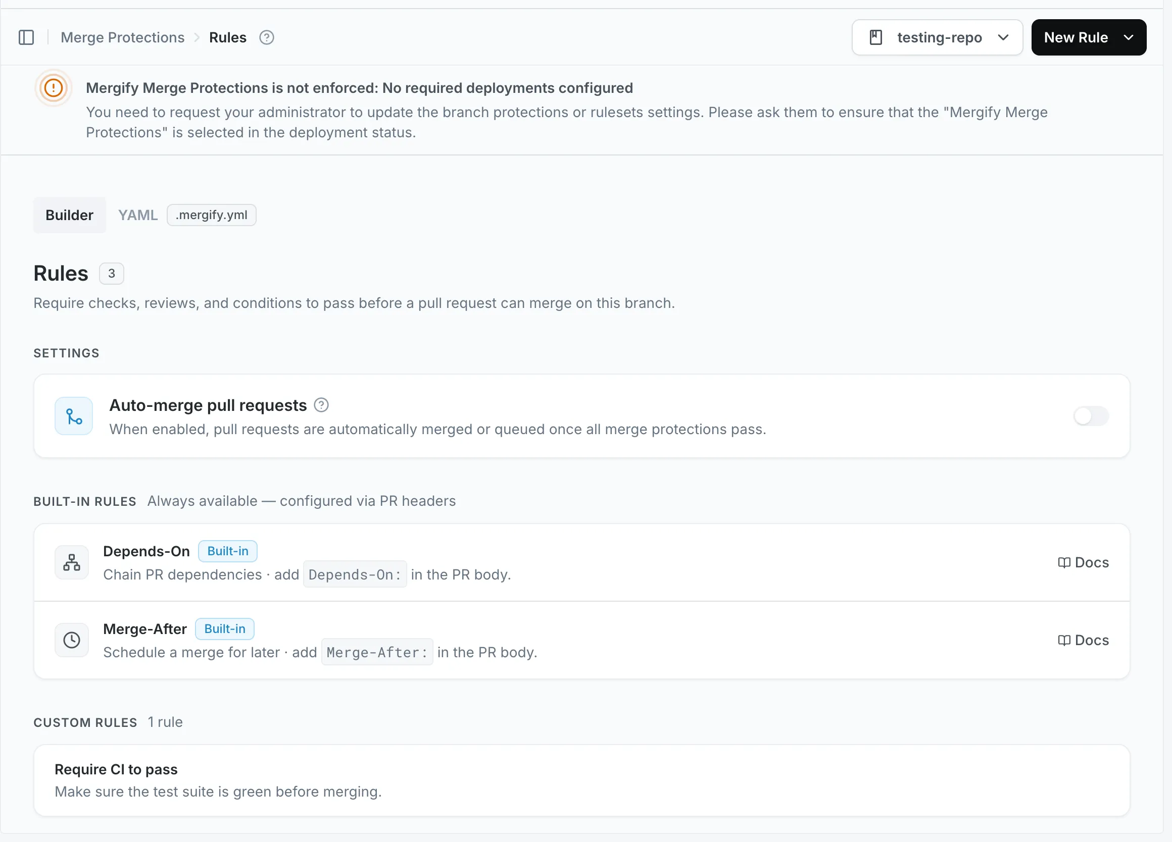 Merge Protections rules for a repository